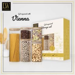 LW Collection Voorraadpotten Glas 5 Stuks Met Bamboe Deskel -Beroemde Servies Winkel 252f0e885761417e8aac82bca526b67e