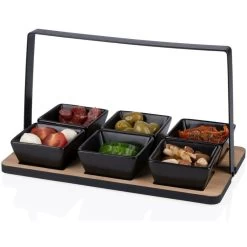 Alpina Serveerplank Met 6x Schaaltjes - Bamboe/aardewerk - L24 Cm -Beroemde Servies Winkel 2d7501ca815f4c79990c5d631d711e0c