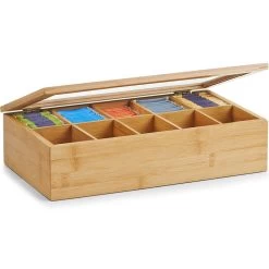 Zeller Theedoos - Bamboe - Hout - 10 Vakken - 36 Cm -Beroemde Servies Winkel 3651607fae7c4c6a97f0fb25e9bfe76f