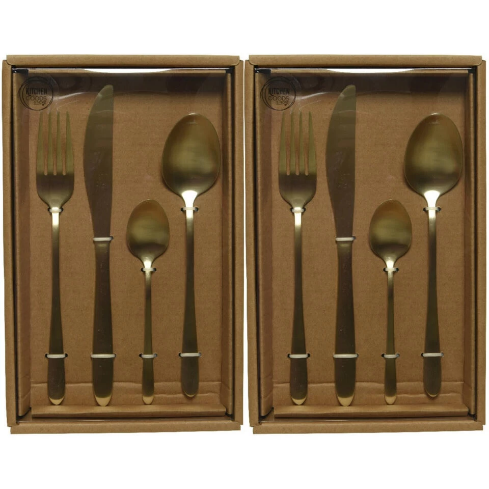 Decoris Bestekset - 16-delig - Licht Goudkleurig - RVS - 4 Personen 4 Decoris Bestekset - 16-delig - Licht Goudkleurig - RVS - 4 Personen - Afbeelding 2