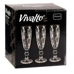 Vivalto - Champagneglazen - 6x - Kristal Look - Gouden Rand - 330 Ml -Beroemde Servies Winkel 4928d3ef67804183be28caeb8d895824