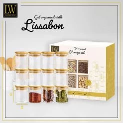 LW Collection Voorraadpotten Kruidenpotjes Glas 12 Stuks Bamboe Deksel 0.2L -Beroemde Servies Winkel 5bcab4182dd2411fab94f2080b4a224e