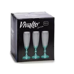 Vivalto - Luxe Champagneglazen Monaco Serie Set 6x Blauwe Voet 180 Ml -Beroemde Servies Winkel 63d9213d277440e0baf42d66f4ba5ebb