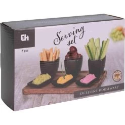 Excellent Houseware Serveerplank Met 3 Tapas Schaaltjes - Hout - 25 X 16 Cm -Beroemde Servies Winkel 6748b871e0c9475fbee3a85e0229a7d0