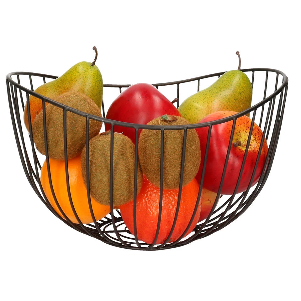 Cepewa Fruitmand - Metaal - Zwart - Rond - 31 X 21 X 29 Cm 4 Cepewa Fruitmand - Metaal - Zwart - Rond - 31 X 21 X 29 Cm - Afbeelding 2