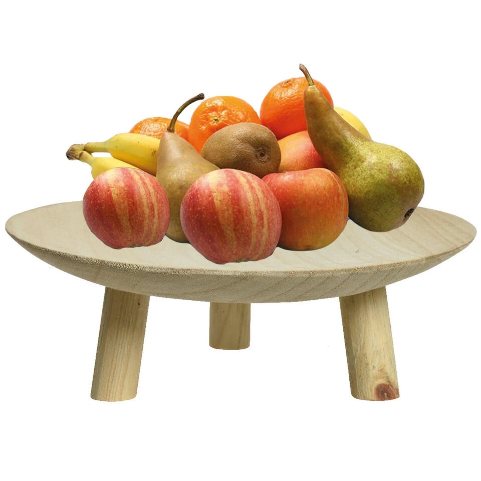 Decoris Fruitschaal Op Voet - Hout - 30 X 10 Cm 4 Decoris Fruitschaal Op Voet - Hout - 30 X 10 Cm - Afbeelding 2