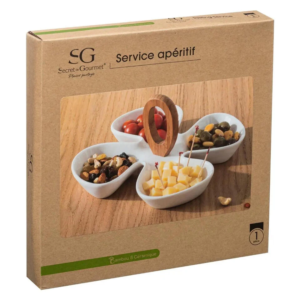 5Five Serveerplank/borrelplank Hapjes/saus/tapas - Porselein - 4-vaks 4 5Five Serveerplank/borrelplank Hapjes/saus/tapas - Porselein - 4-vaks - Afbeelding 2