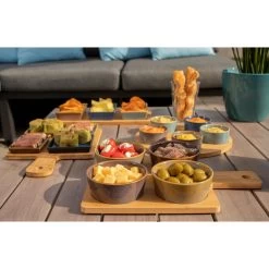 Billiet Serveerplank Bamboe - Met 4x Luxe Schaaltjes - 31 X 22 Cm -Beroemde Servies Winkel a30f8d7f0ed64e5383c6852d49725263