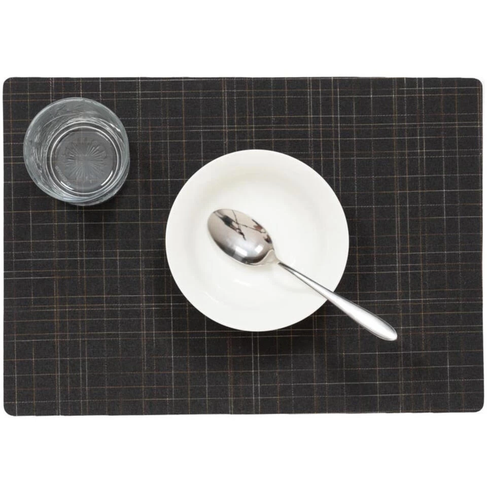 Wicotex Placemat Liso - Zwart - Antislip - 43 X 30 Cm 4 Wicotex Placemat Liso - Zwart - Antislip - 43 X 30 Cm - Afbeelding 2
