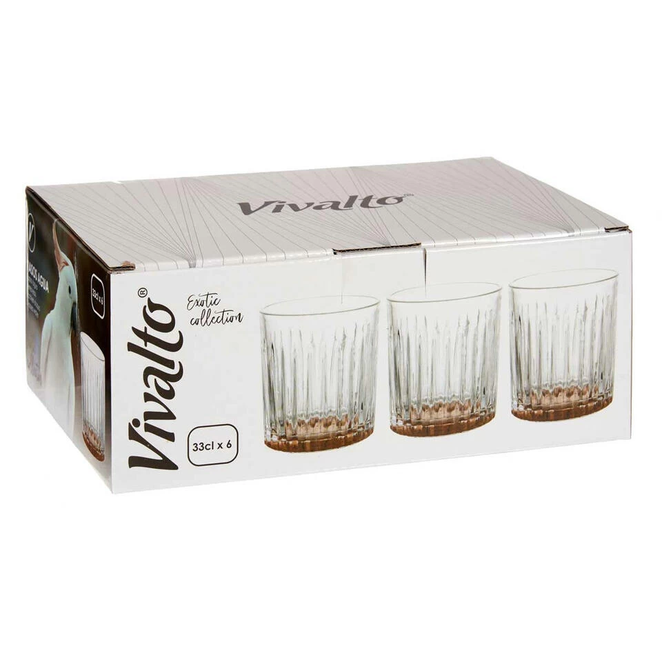 Vivalto - Drinkglazen Exotic Collection Set 6x Op Brons Base 330 Ml 5 Vivalto - Drinkglazen Exotic Collection Set 6x Op Brons Base 330 Ml - Afbeelding 3