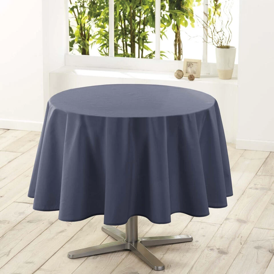 Wicotex Tafellaken - Donkerblauw - Rond - Polyester - 180 Cm 4 Wicotex Tafellaken - Donkerblauw - Rond - Polyester - 180 Cm - Afbeelding 2