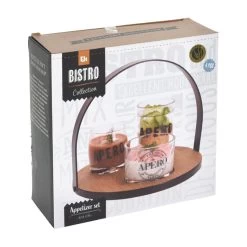 Excellent Houseware Serveerplank - Bamboe - D18 Cm - Met 3x Schaaltjes Van Glas -Beroemde Servies Winkel c747b4dded17452385a0a550e3442ccd