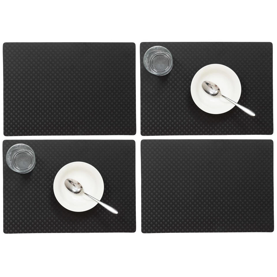 Wicotex Placemat Zefiro - Luxe - Zwart - 43 X 30 Cm 6 Wicotex Placemat Zefiro - Luxe - Zwart - 43 X 30 Cm - Afbeelding 4
