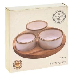 Excellent Houseware Serveerplank Hout - D20 Cm - Incl. 3x Schaaltjes -Beroemde Servies Winkel c99bba9acef648d1a38cdab8ab577efa