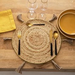 Atmosphera Placemat - Raffia Naturel - Rond - 38 Cm -Beroemde Servies Winkel ce1832d813544e9d96afc5355171dd85