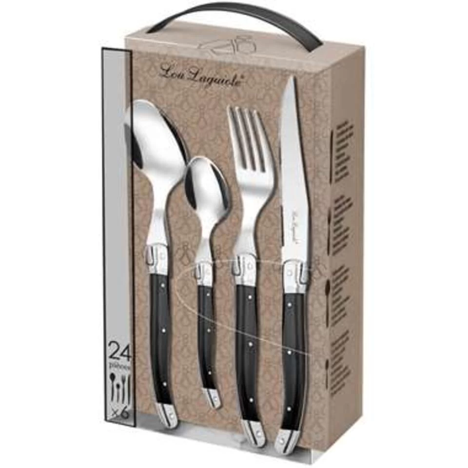 Lou Laguiole 24-delige Bestekset Tradition Antraciet 4 Lou Laguiole 24-delige Bestekset Tradition Antraciet - Afbeelding 2