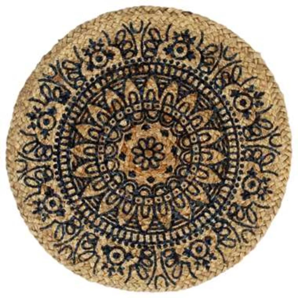 VidaXL Placemats 6 St Rond 38 Cm Jute Donkerblauw 5 VidaXL Placemats 6 St Rond 38 Cm Jute Donkerblauw - Afbeelding 3