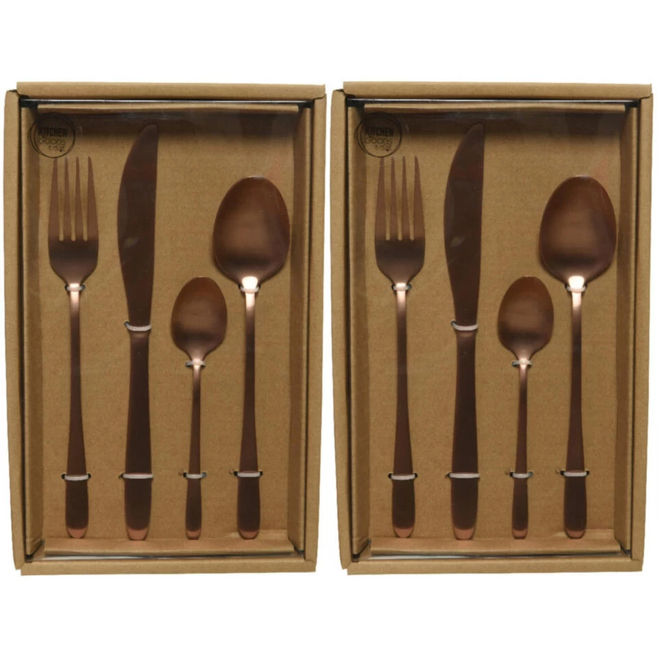 Decoris Bestekset - 16-delig - Rose Goudkleurig - RVS - 4 Personen 4 Decoris Bestekset - 16-delig - Rose Goudkleurig - RVS - 4 Personen - Afbeelding 2