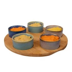 Billiet Serveerplank Bamboe - Met 5x Luxe Schaaltjes - Dia 25 Cm -Beroemde Servies Winkel ed708fdbe7344153b6bcbd2641c2da4a