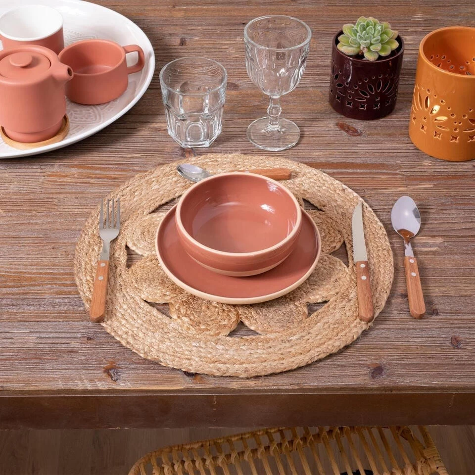 Atmosphera Placemat - Jute Naturel - Rond - 38 Cm 5 Atmosphera Placemat - Jute Naturel - Rond - 38 Cm - Afbeelding 3